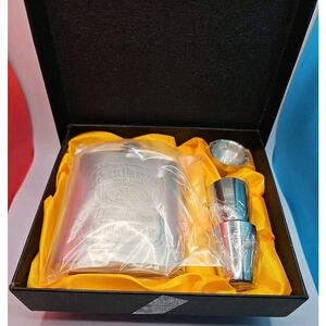Jack Daniels Gift Set 7oz Flask, 2 Shot Glasses & Funnel Stainless Steel In Box